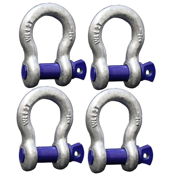 Boxer Tools Forged Anchor Shackle 1/2-in. Heavy Duty Forged Steel - Load Capacity up to 2 Ton, 4PK FH409-12 - main